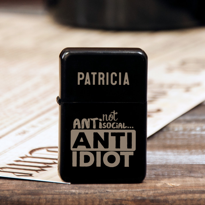 Not antisocial - Feuerzeug mit Gravur